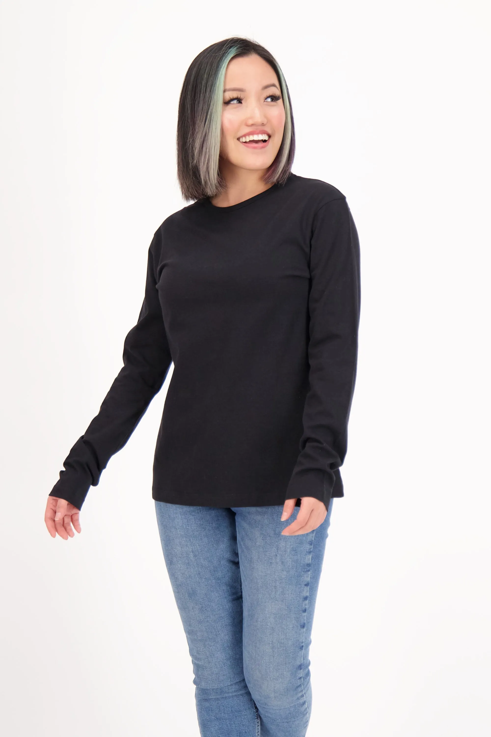 12-Pack Women's Long Sleeve Black | Organic Cotton, Sustainable & Super Soft