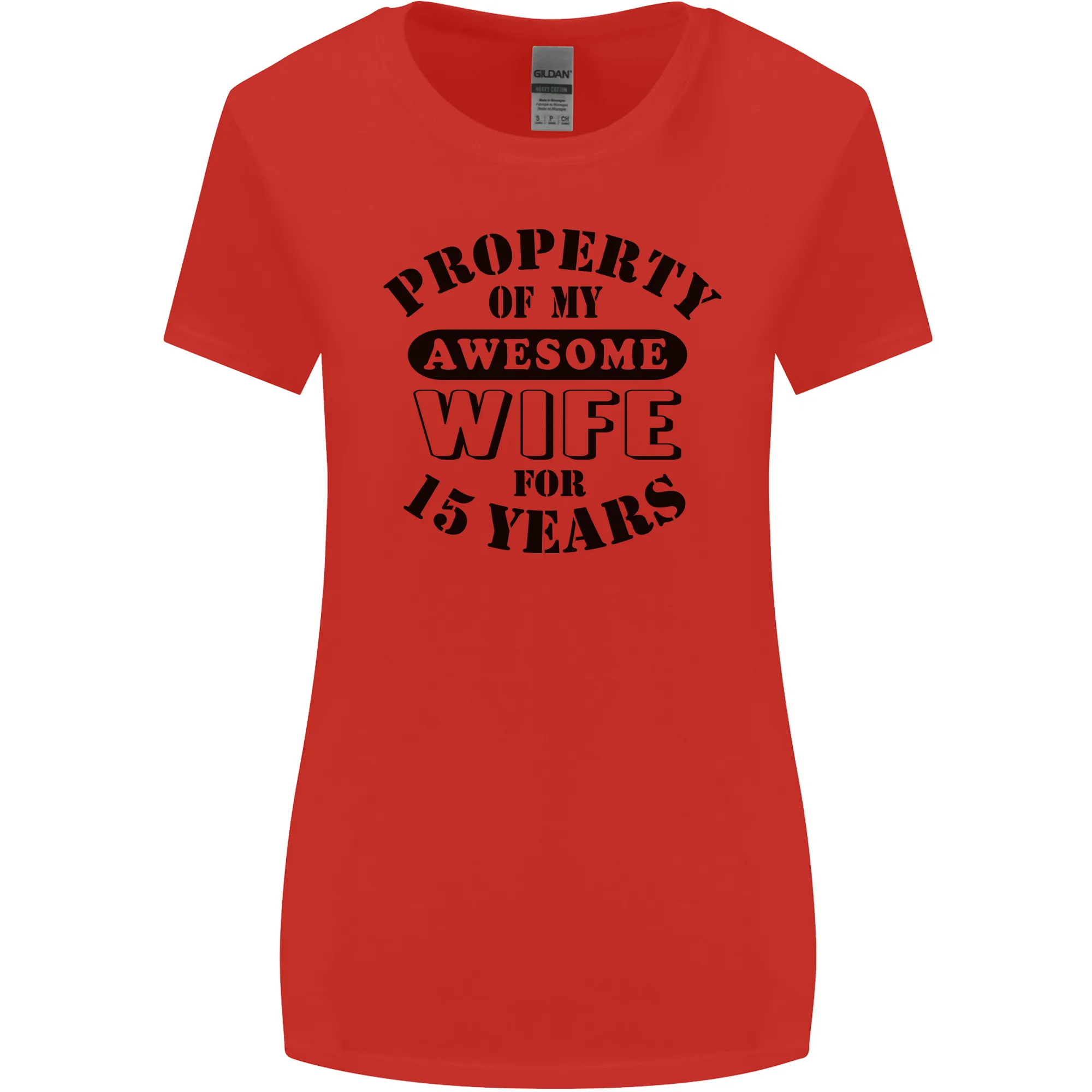 15th Wedding Anniversary 15 Year Funny Wife Womens Wider Cut T-Shirt