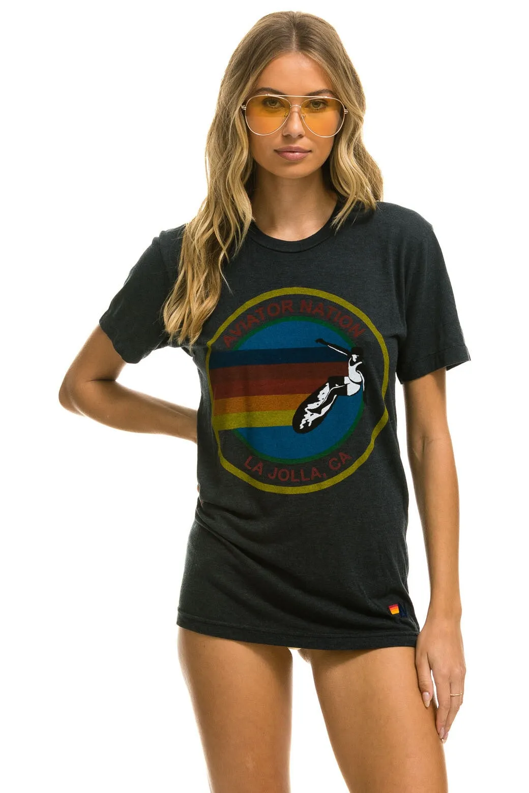 AVIATOR NATION  LA JOLLA TEE - CHARCOAL