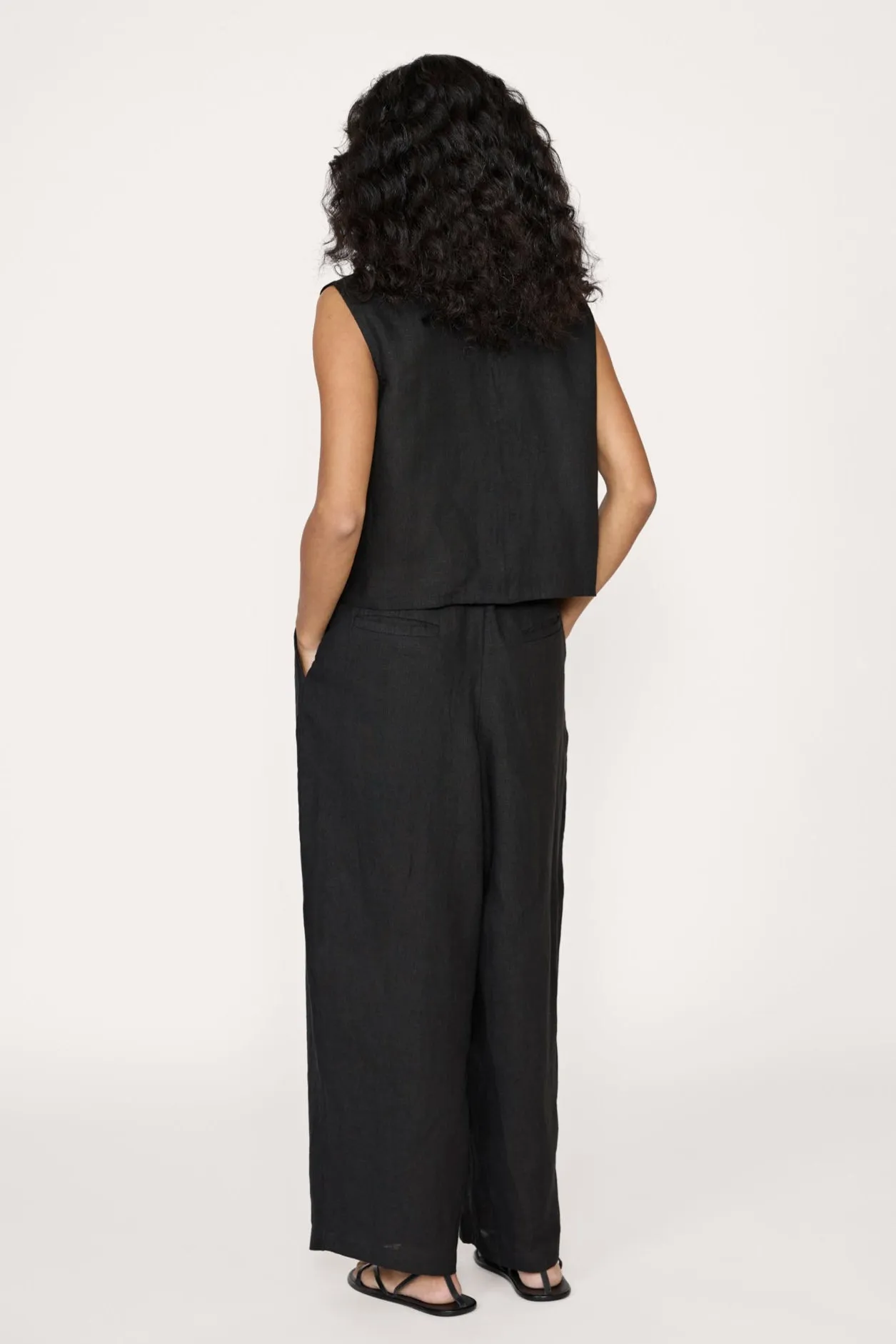Boyfriend Pant - Black Linen