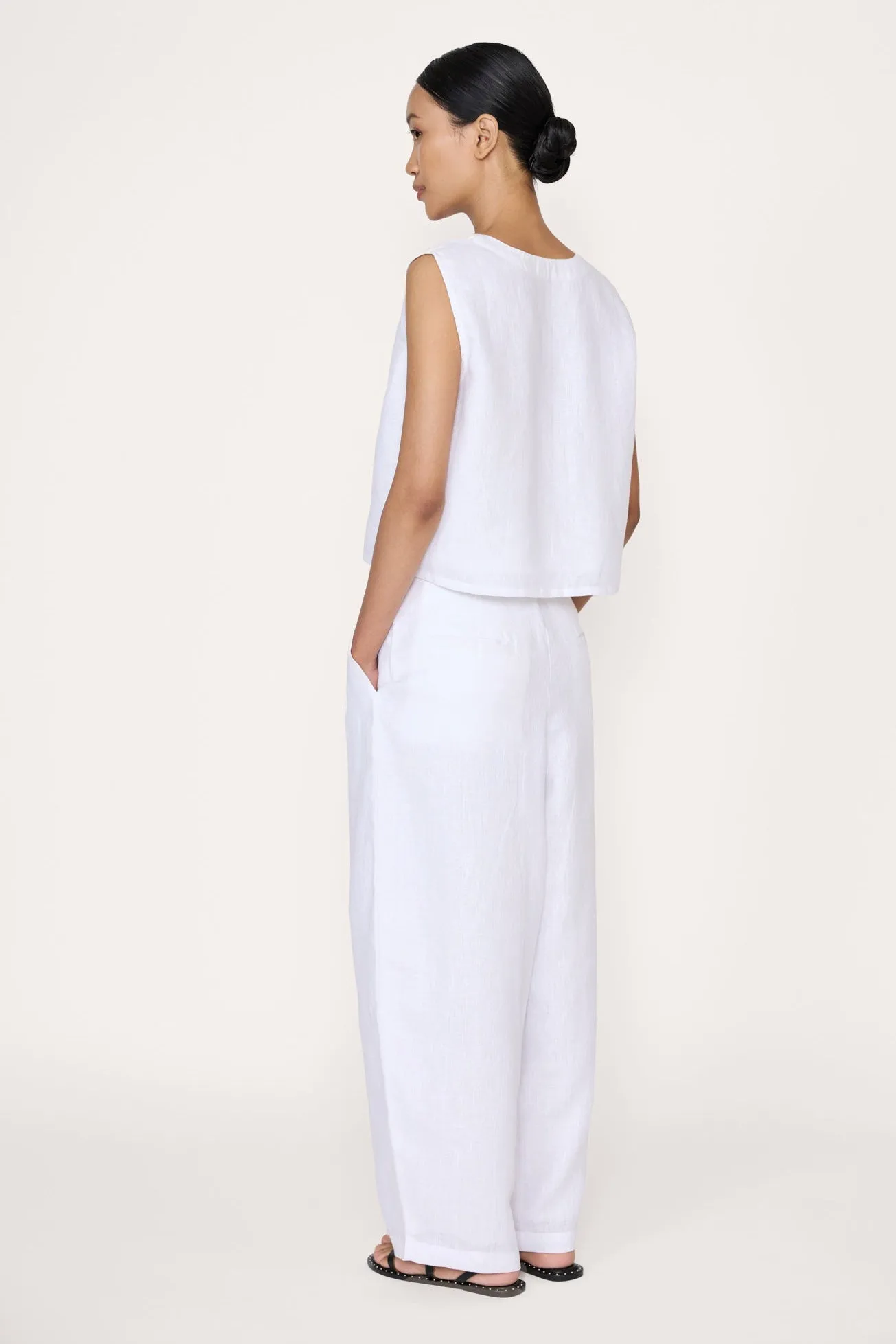 Boyfriend Pant - White Linen