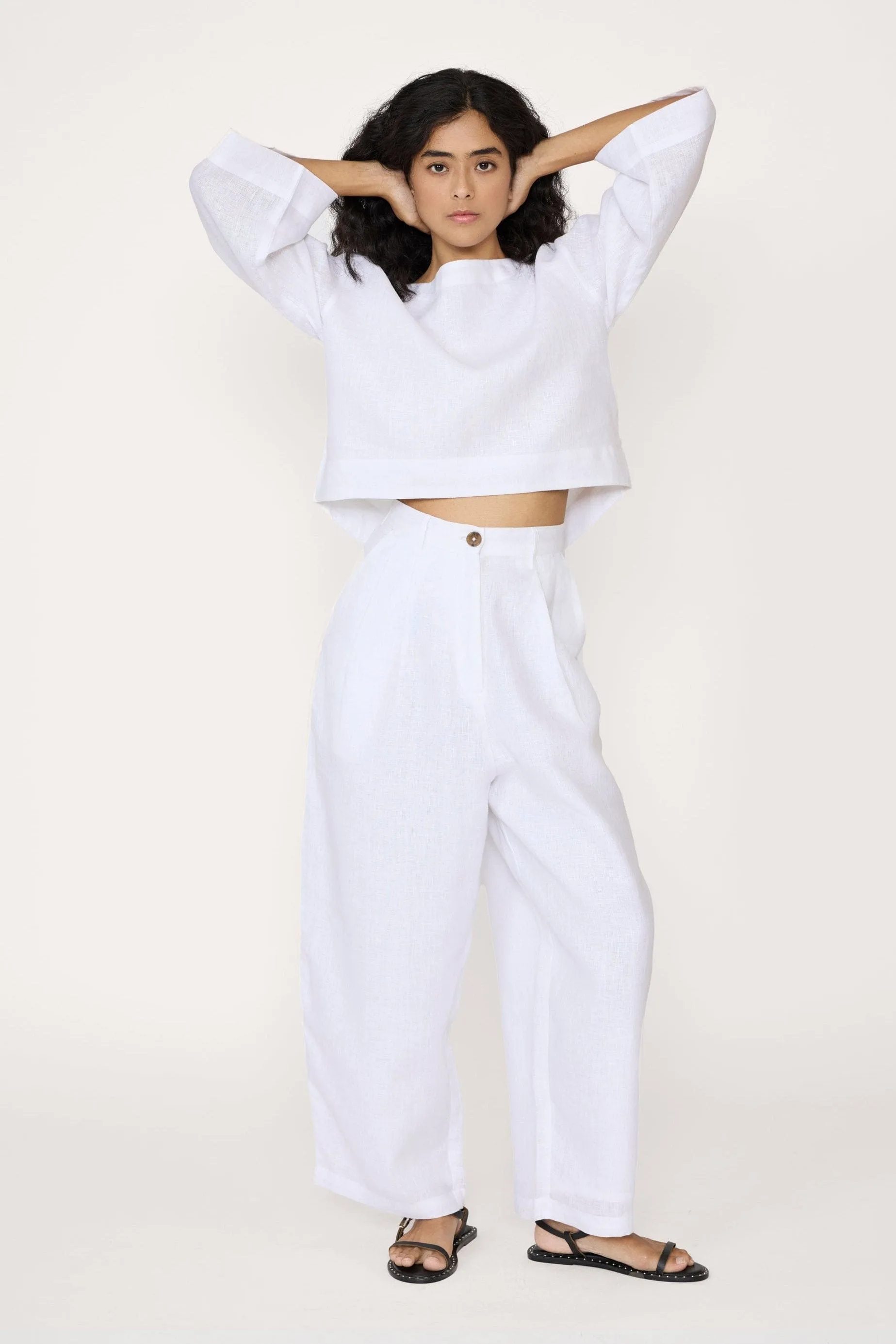 Boyfriend Pant - White Linen