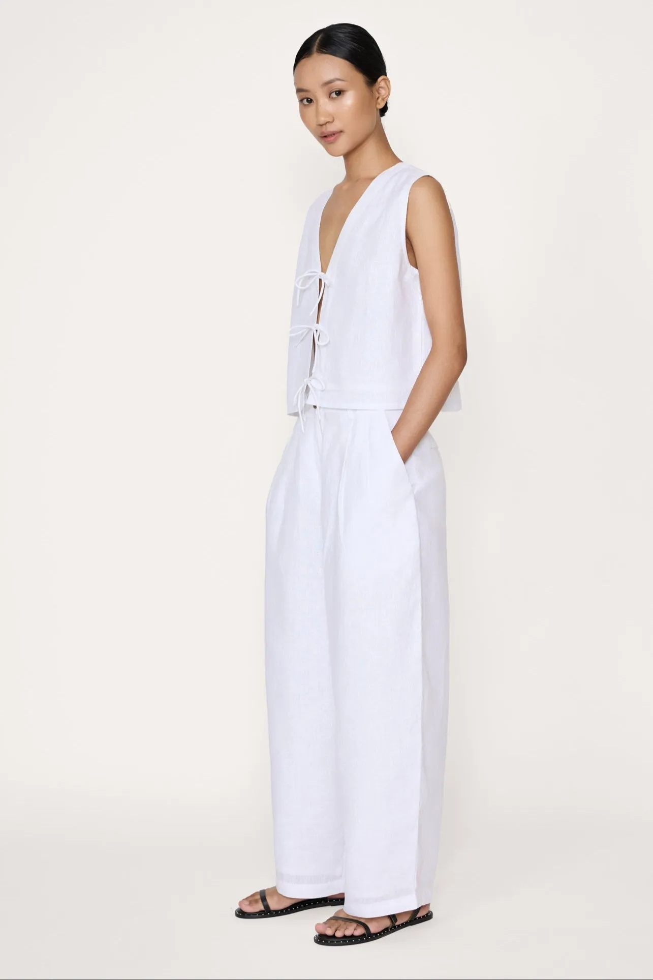 Boyfriend Pant - White Linen