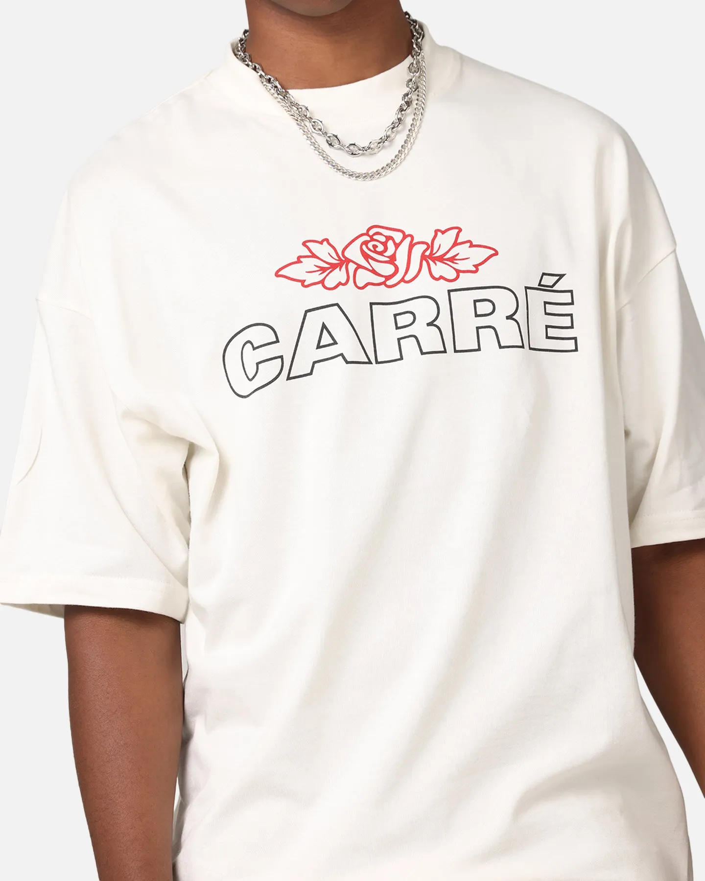 Carre Rosebud Mock Neck T-Shirt Off White