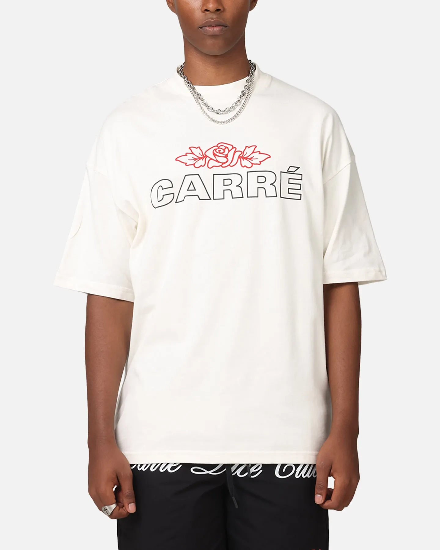 Carre Rosebud Mock Neck T-Shirt Off White