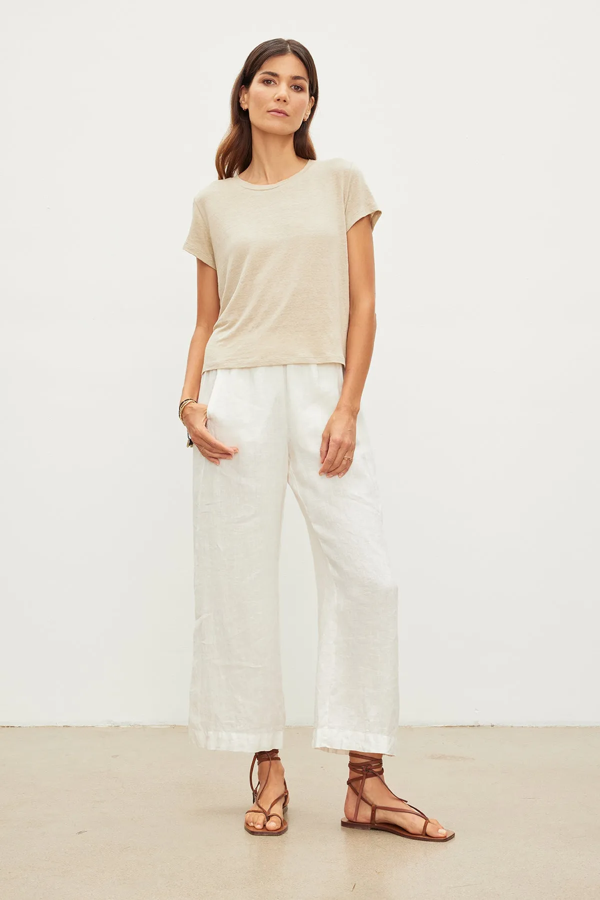 CASEY LINEN KNIT CREW NECK TEE