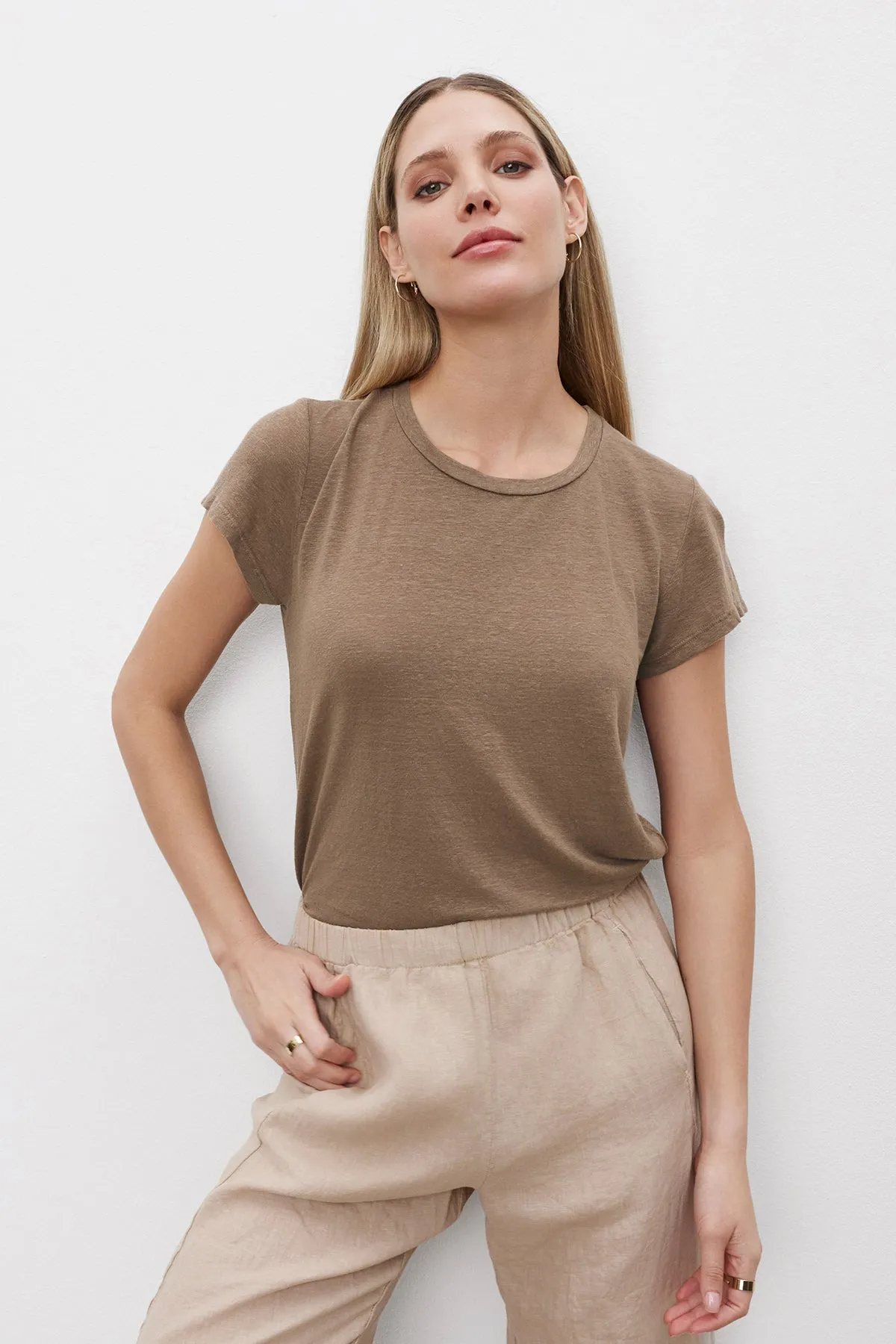 CASEY LINEN KNIT CREW NECK TEE