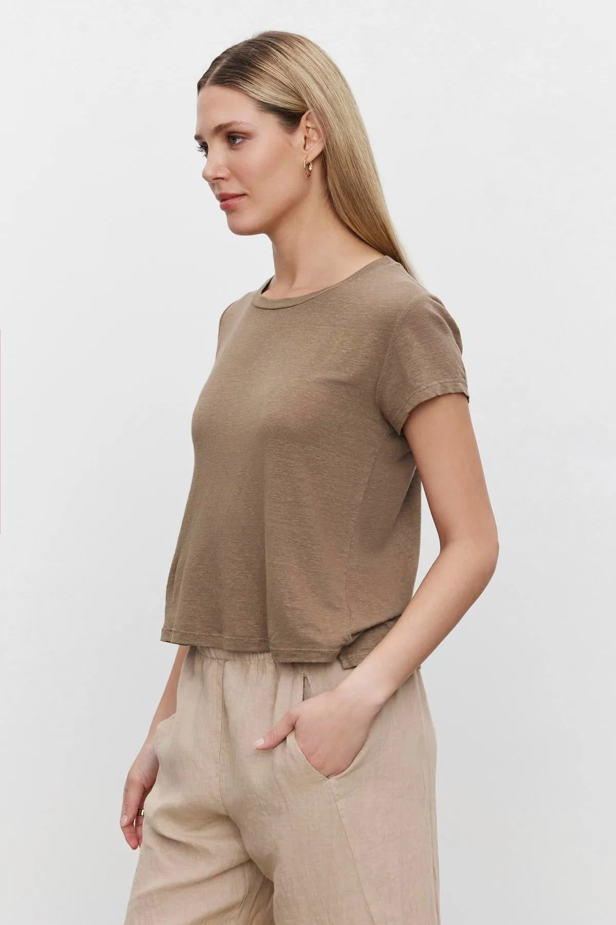 CASEY LINEN KNIT CREW NECK TEE