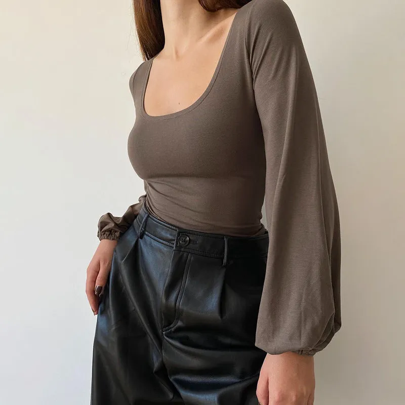 Casual Lantern Long Sleeve T-shirt
