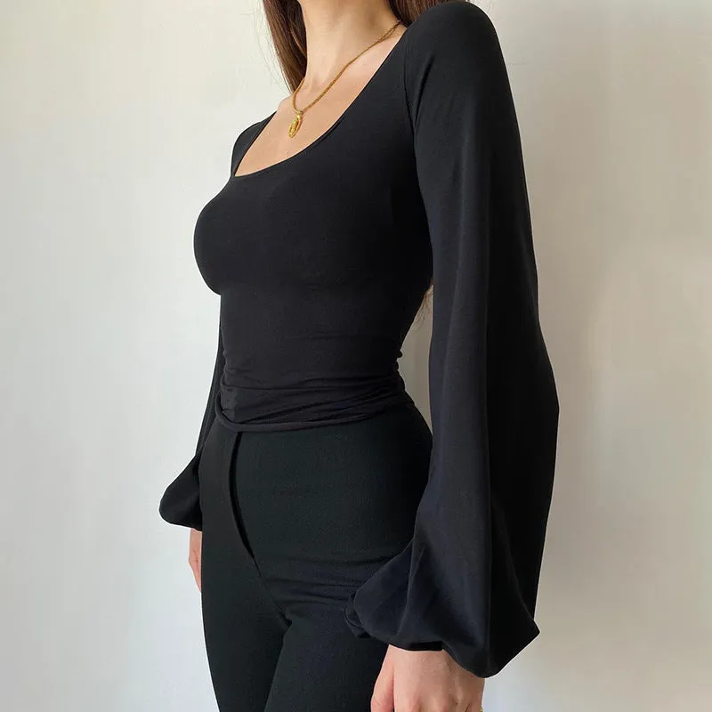 Casual Lantern Long Sleeve T-shirt