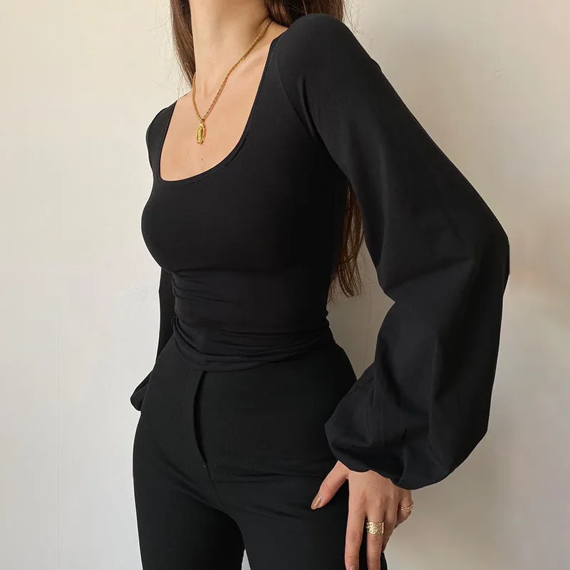 Casual Lantern Long Sleeve T-shirt