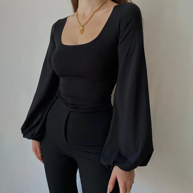 Casual Lantern Long Sleeve T-shirt