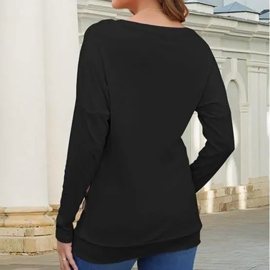 Casual Long-sleeved Loose Waist Top