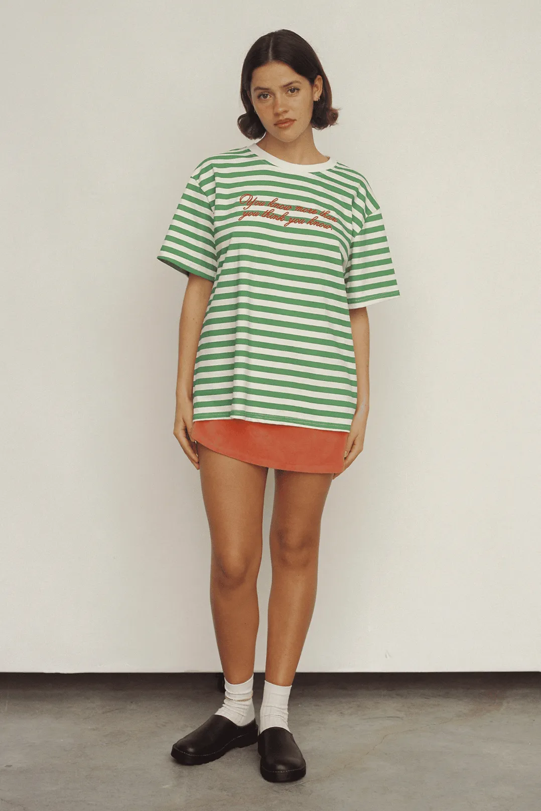 Commonplace - Morale T Shirt, Green Off White