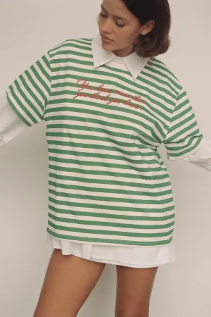 Commonplace - Morale T Shirt, Green Off White