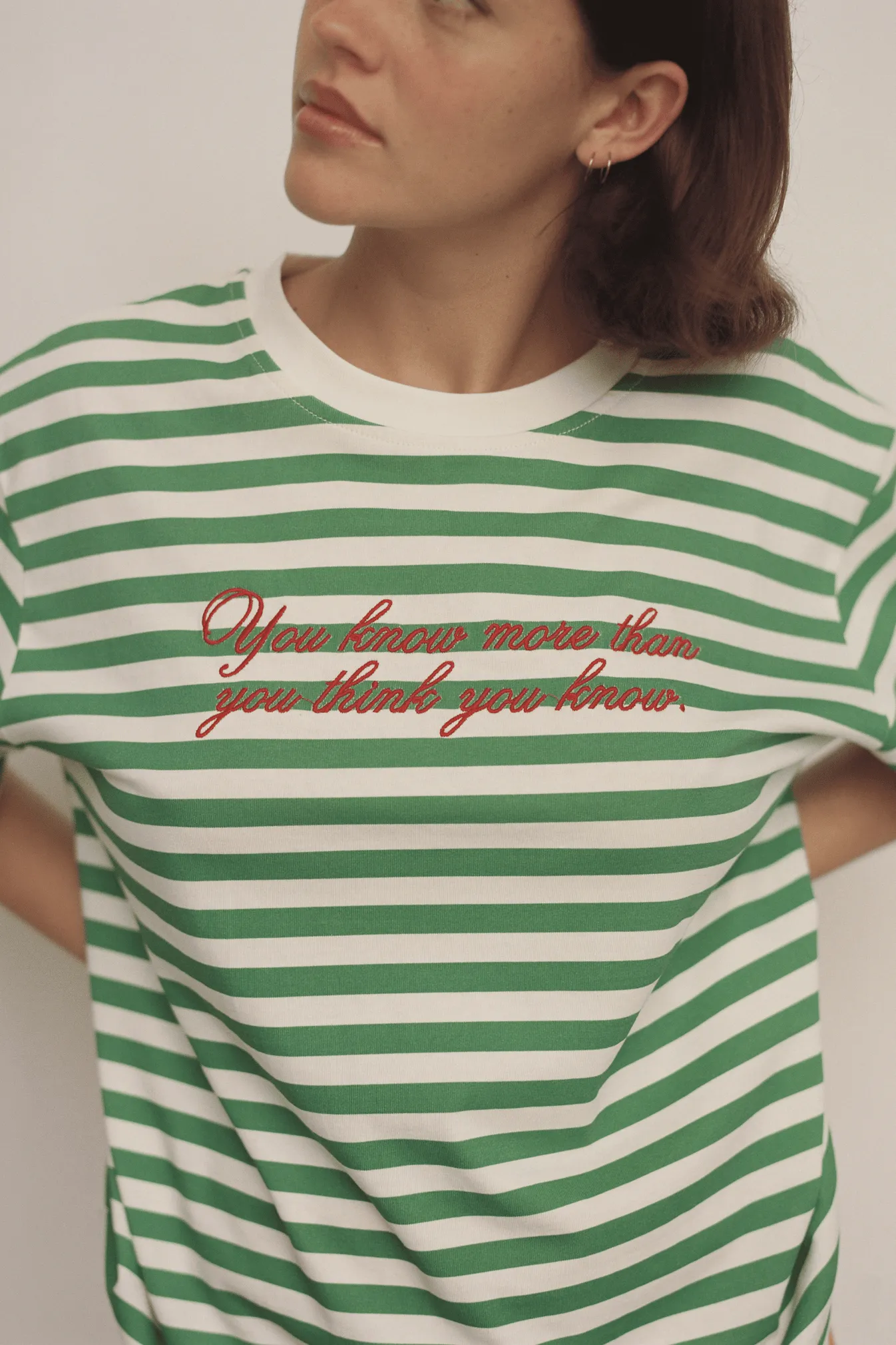 Commonplace - Morale T Shirt, Green Off White