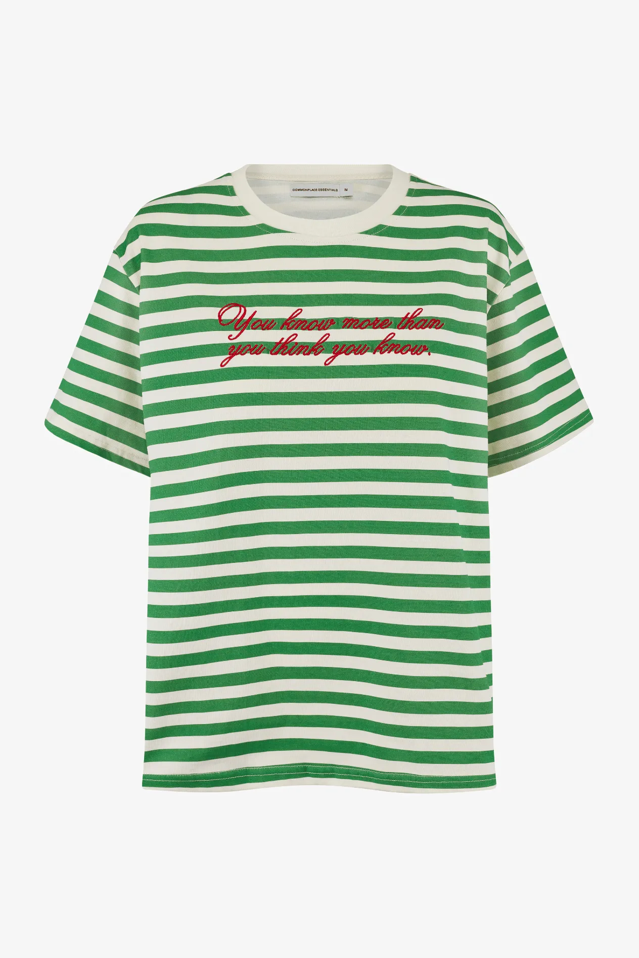 Commonplace - Morale T Shirt, Green Off White