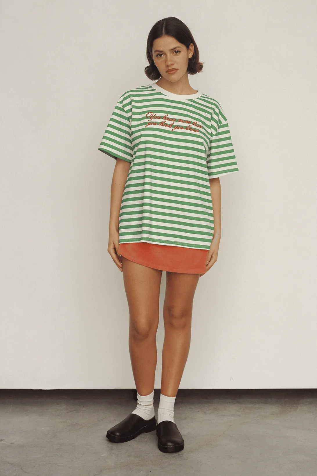 Commonplace - Morale T Shirt, Green Off White