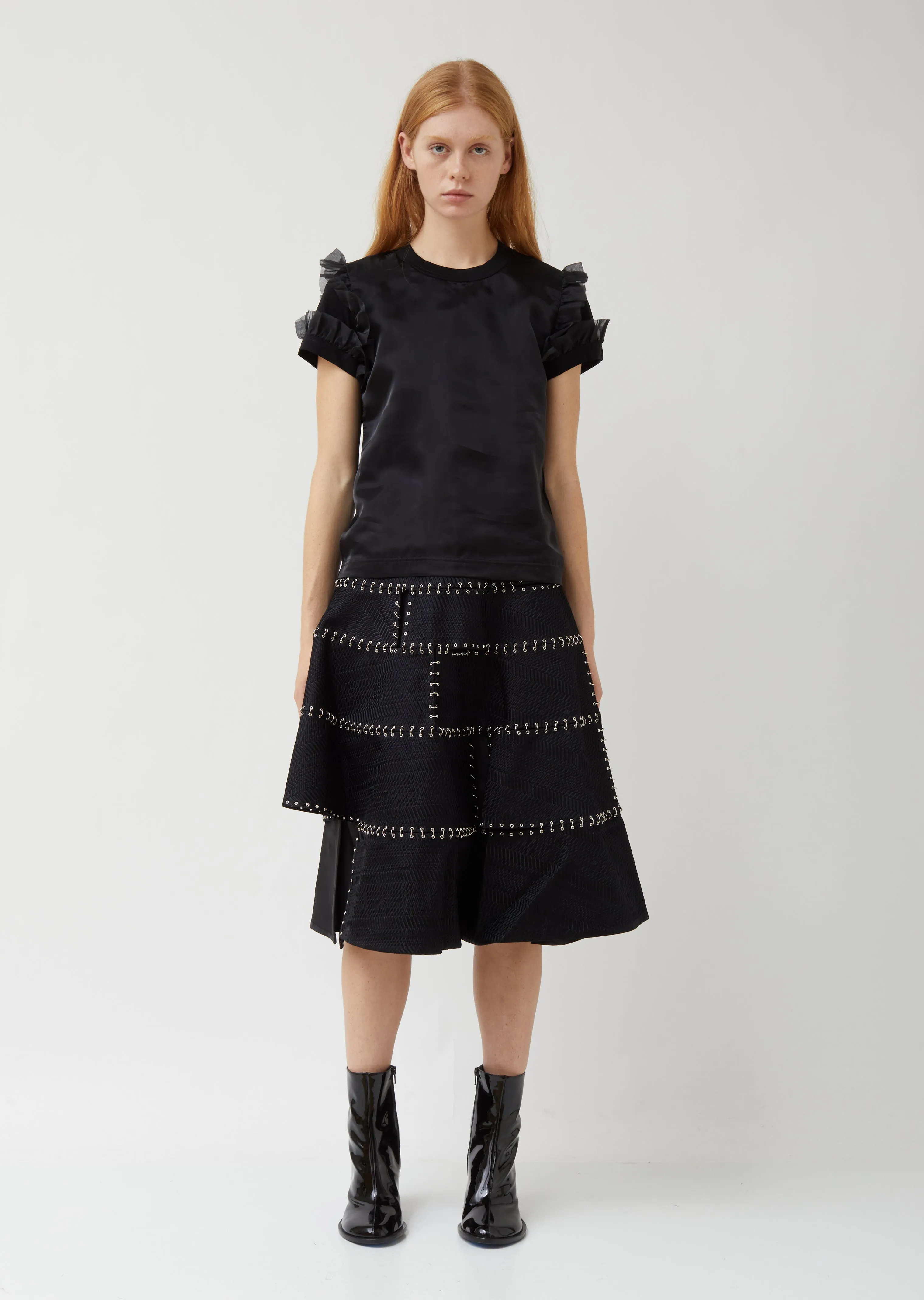 Cotton Ponte x Polyester Organdy Top