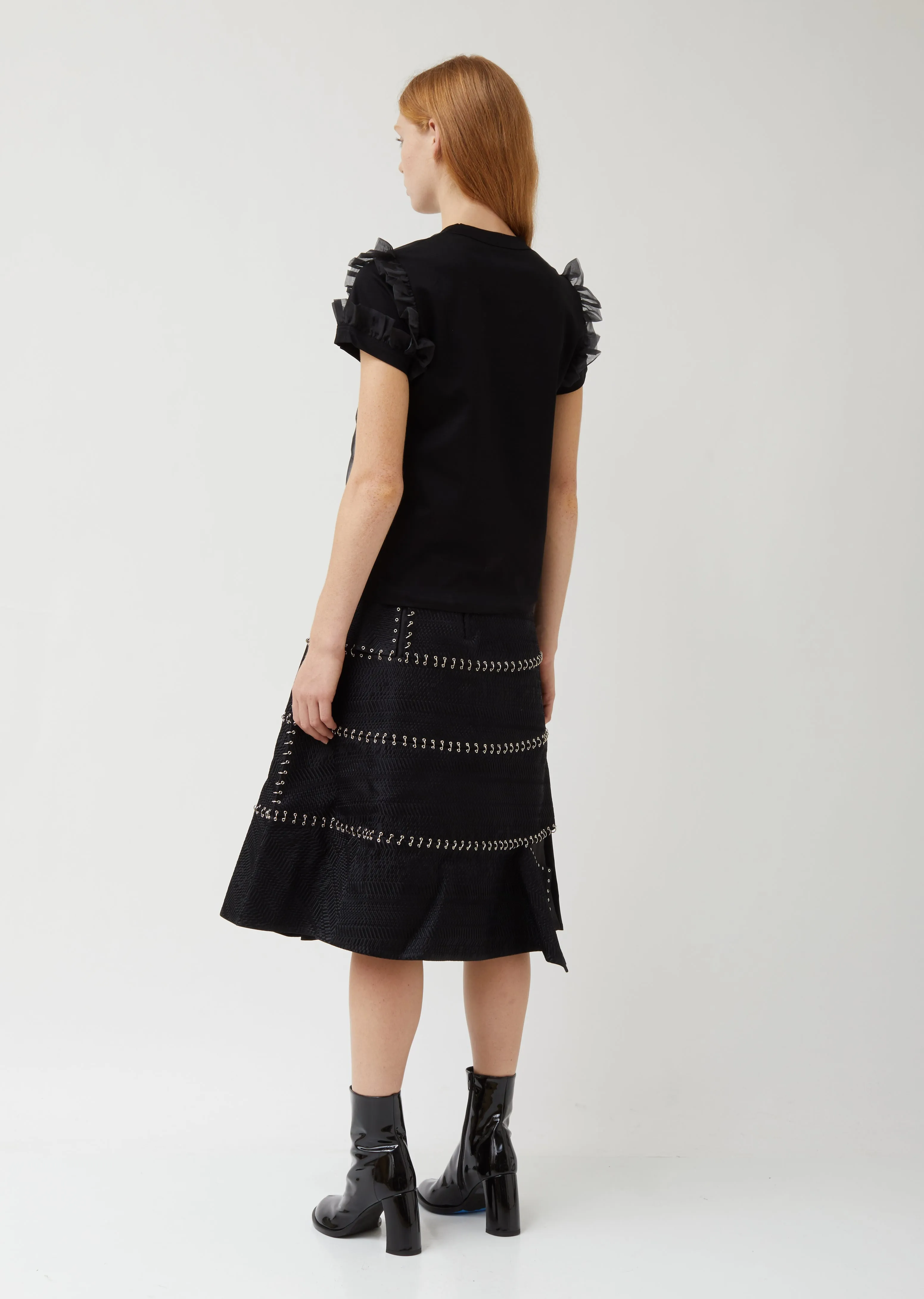 Cotton Ponte x Polyester Organdy Top