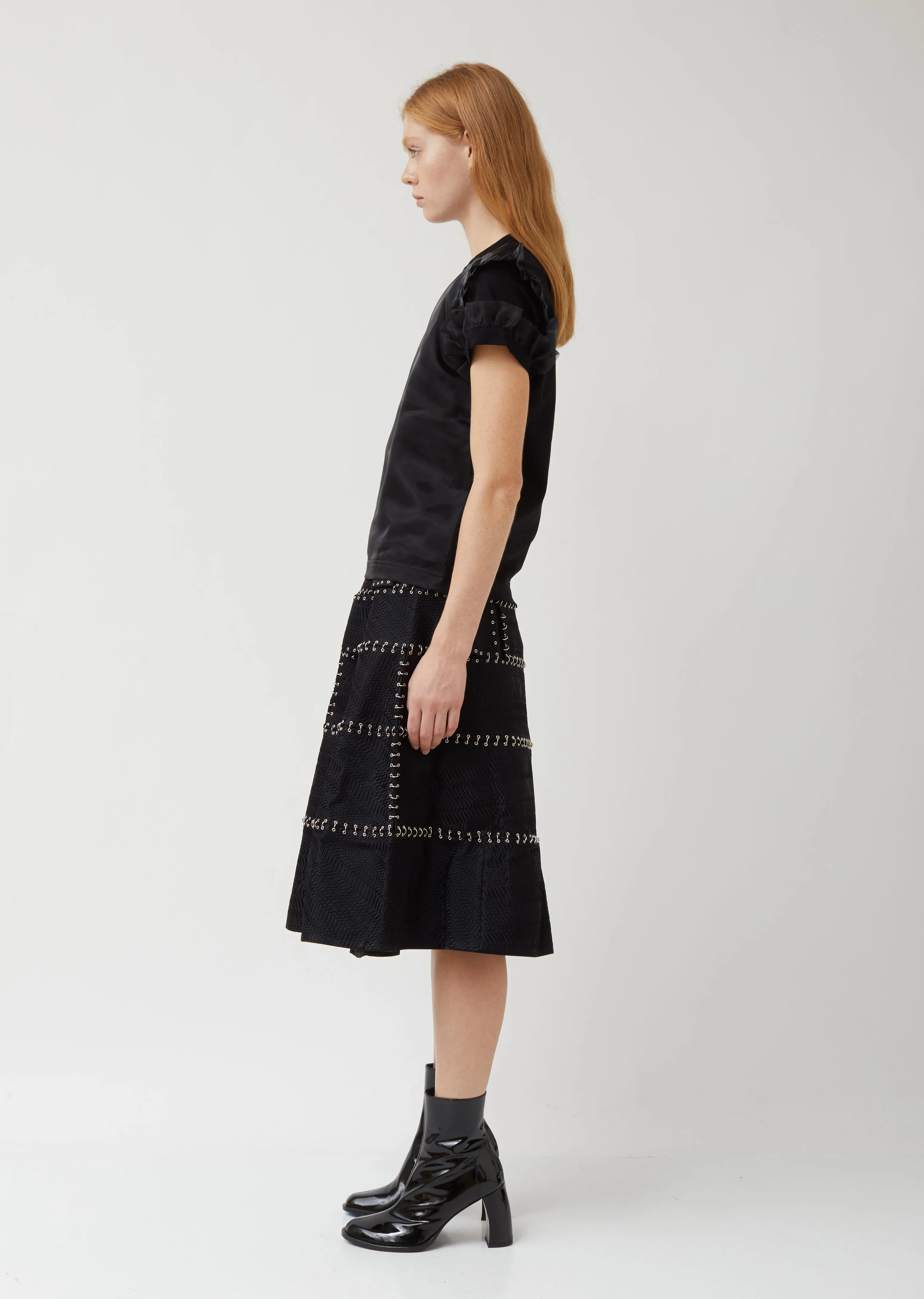 Cotton Ponte x Polyester Organdy Top