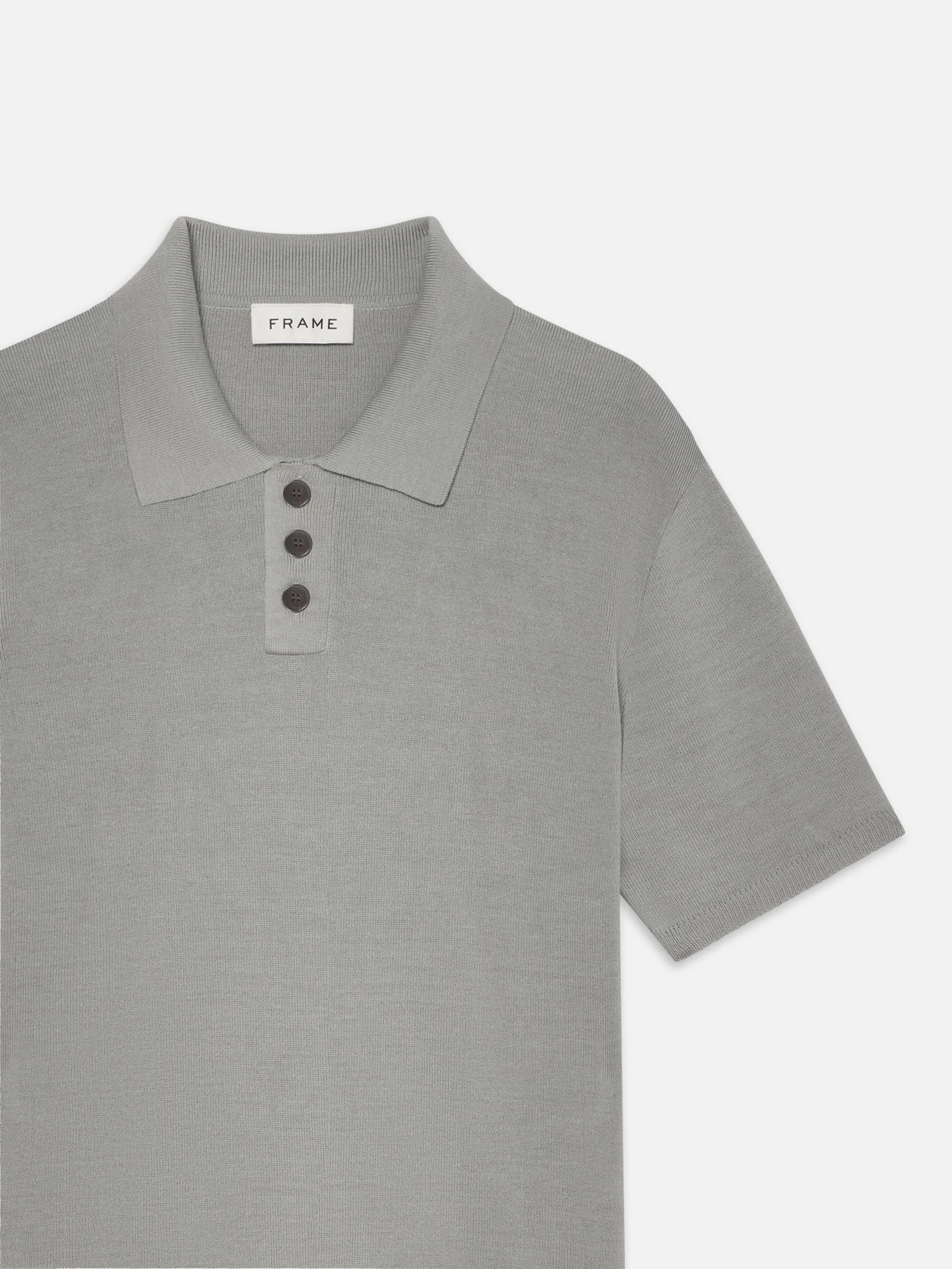 Cotton Silk Polo Sweater -- Grey Blue