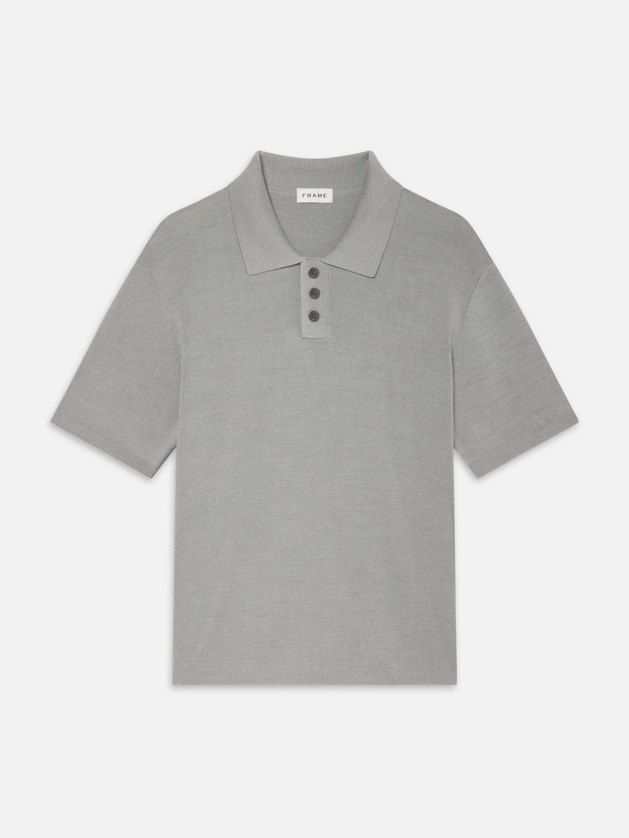 Cotton Silk Polo Sweater -- Grey Blue