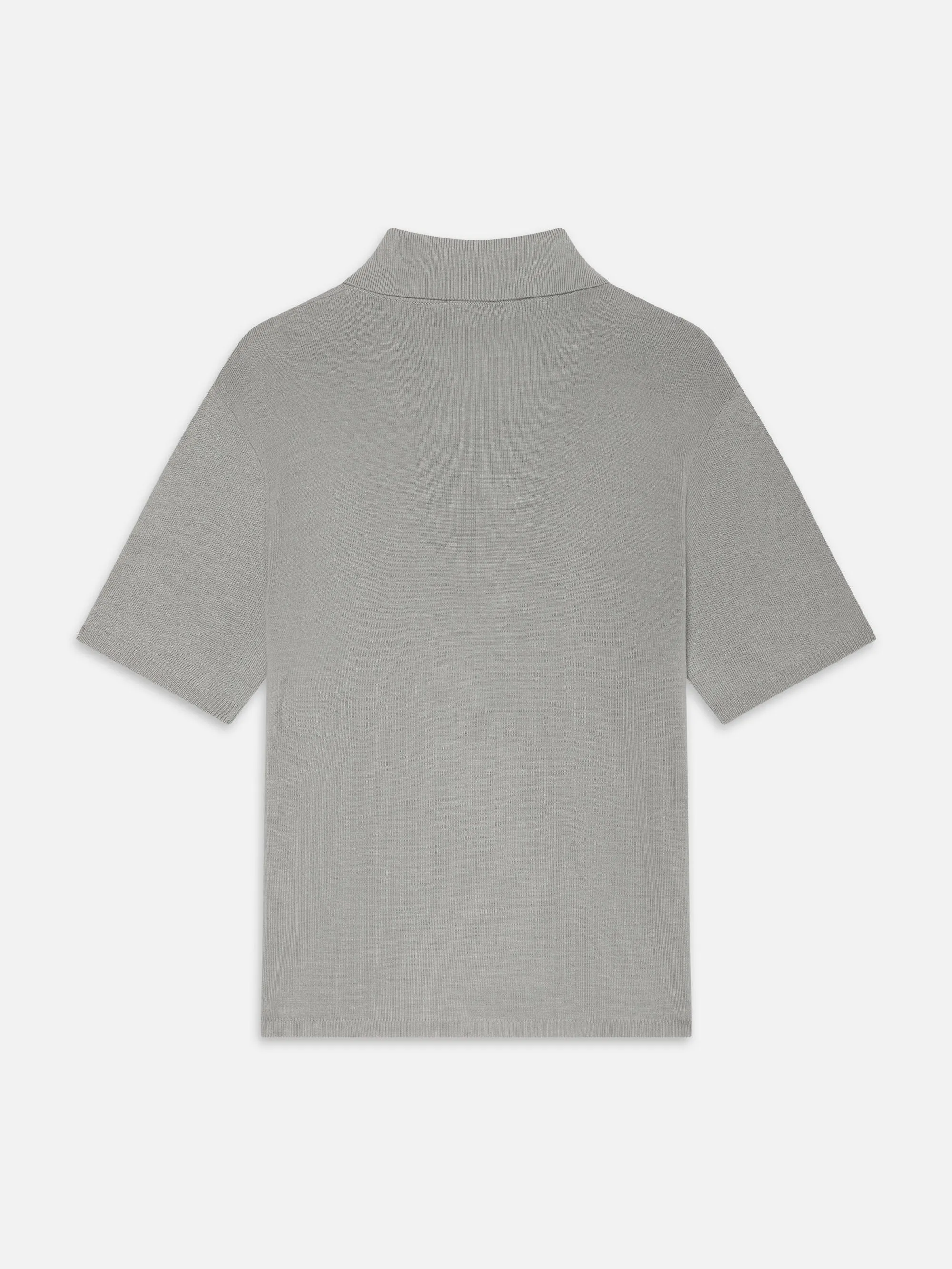 Cotton Silk Polo Sweater -- Grey Blue
