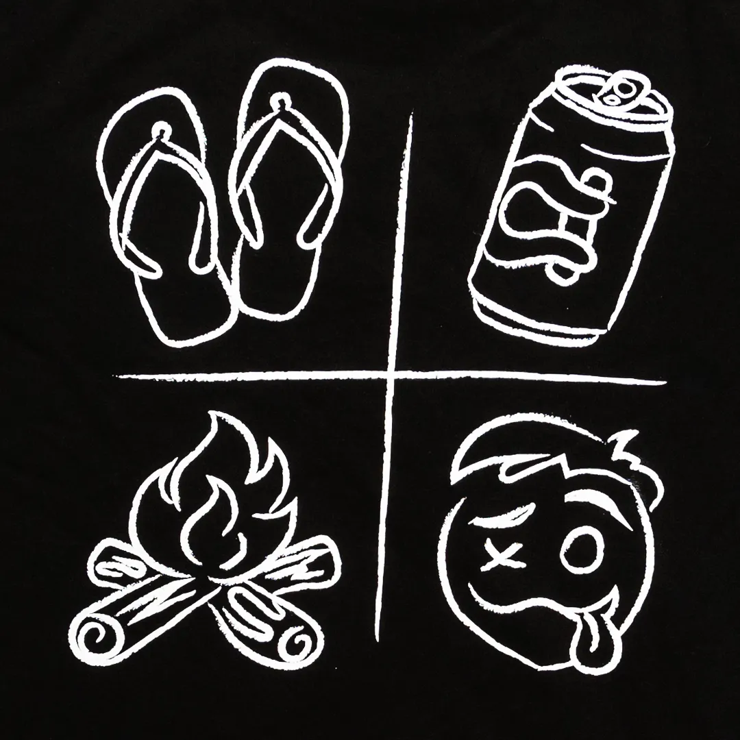 Crew Tee Graphic Print Flat Out Camping Black
