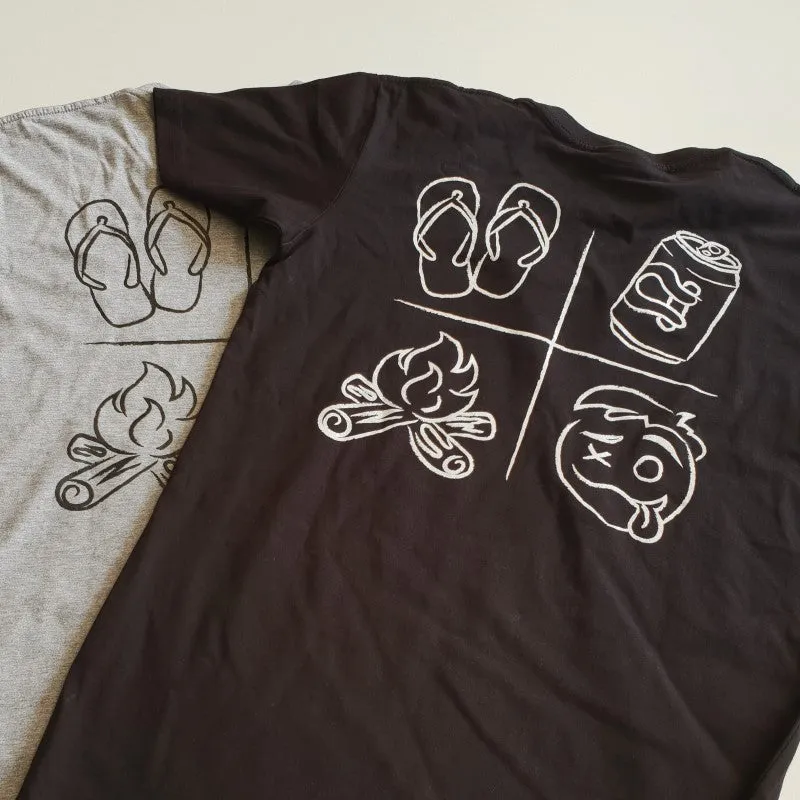 Crew Tee Graphic Print Flat Out Camping Black