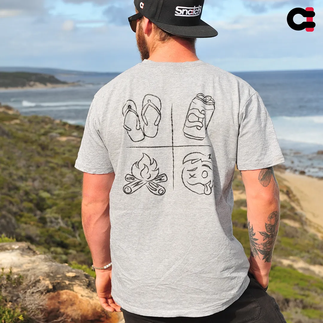 Crew Tee Graphic Print Flat Out Camping Black
