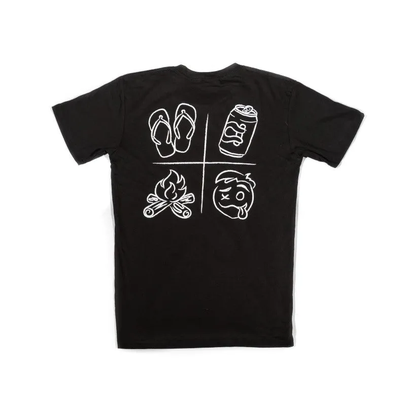 Crew Tee Graphic Print Flat Out Camping Black