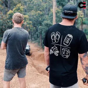 Crew Tee Graphic Print Flat Out Camping Black