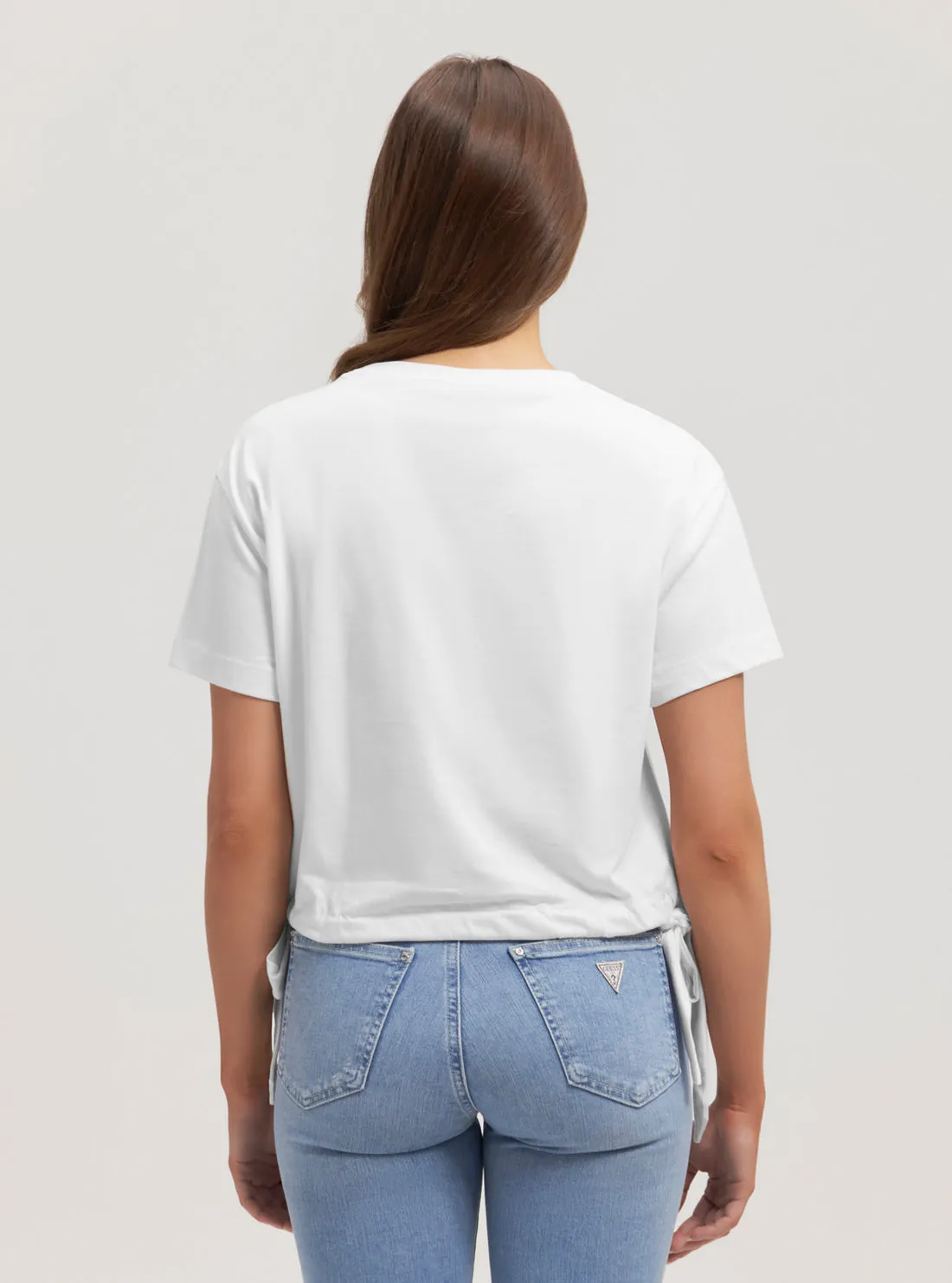 Eco White Knot Crop T-Shirt