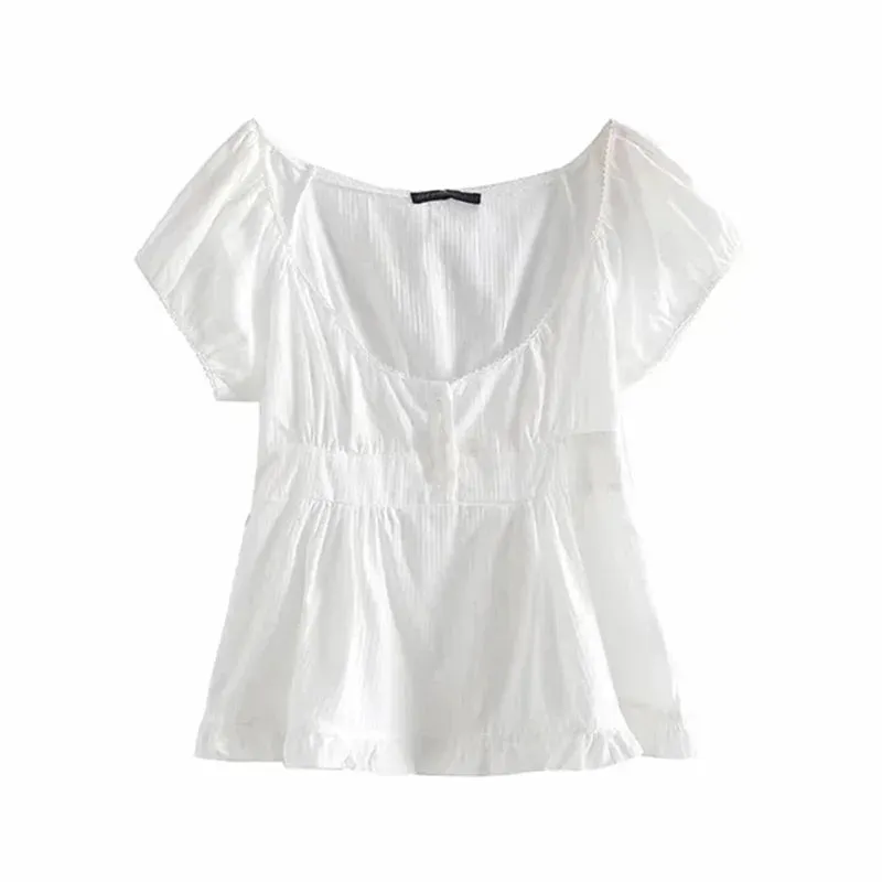 Girlary Y2K Fairy Grunge Crop Top for Women Short Sleeve Lace Patchwork T-Shirt Aesthetic Slim Fit Cute Babydoll Top Tees