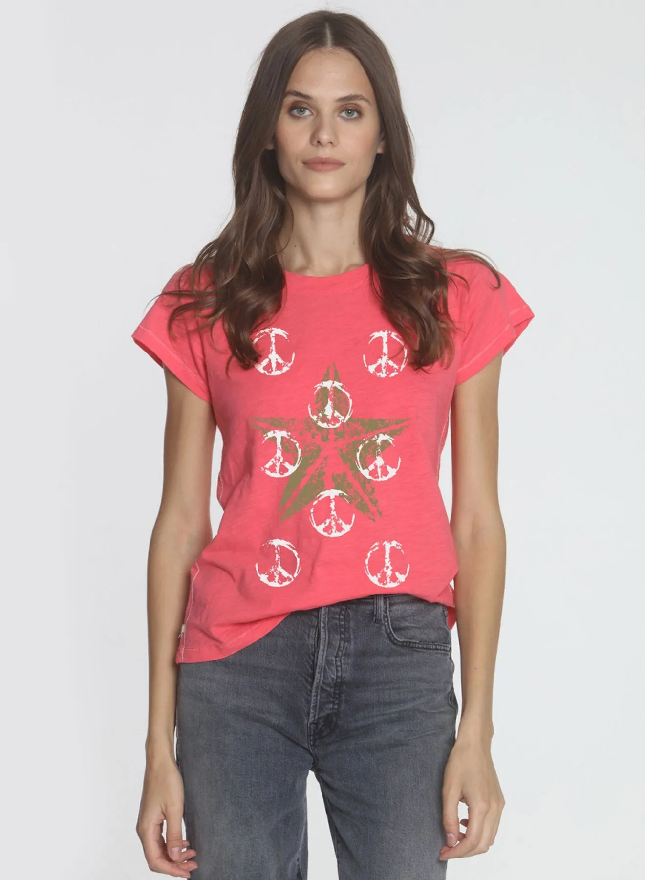 Graphic Ava Tee - Faded Red Star Peaceful
