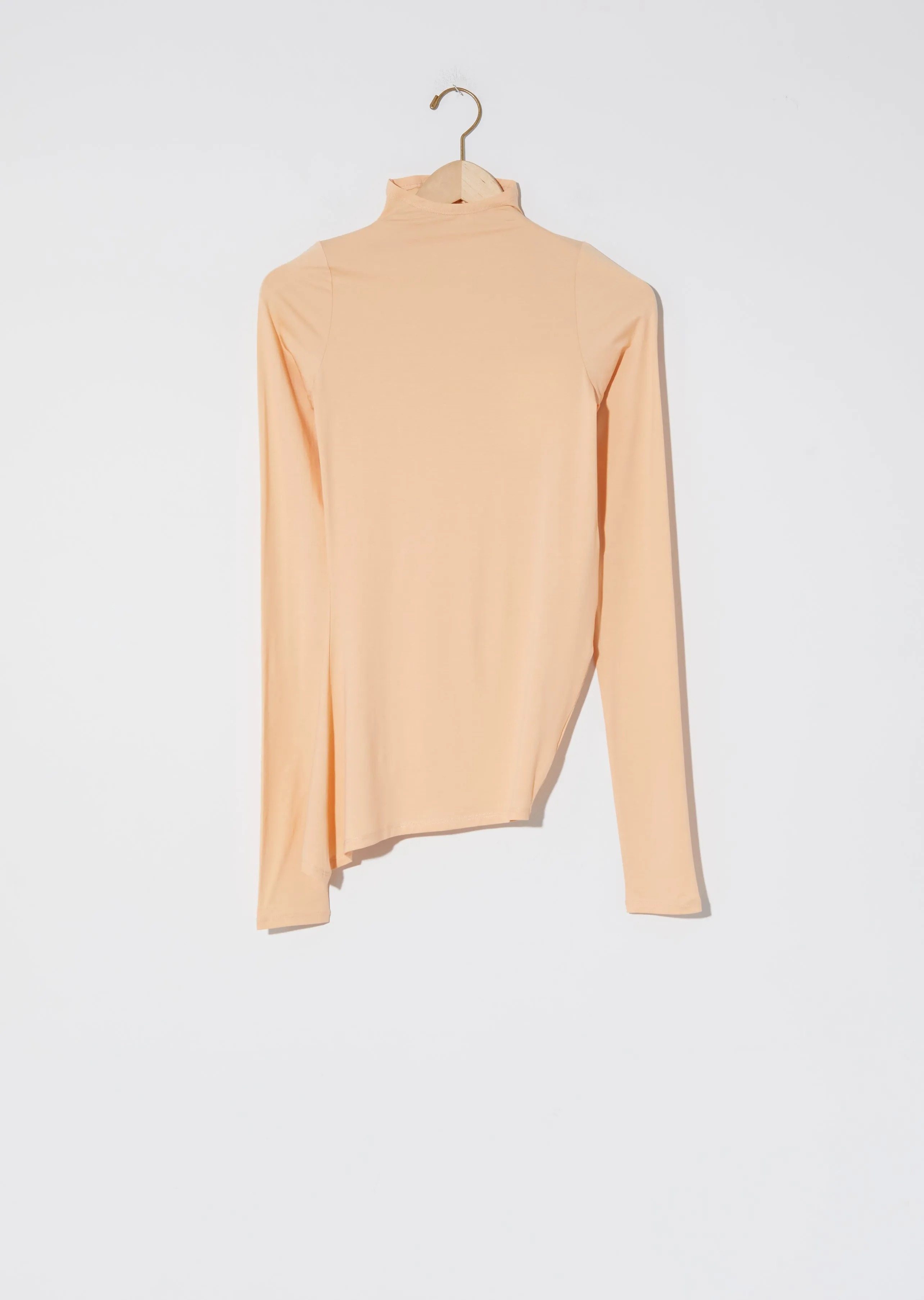 High Collar Twisted Secondskin Top — Watermelon