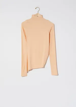 High Collar Twisted Secondskin Top — Watermelon