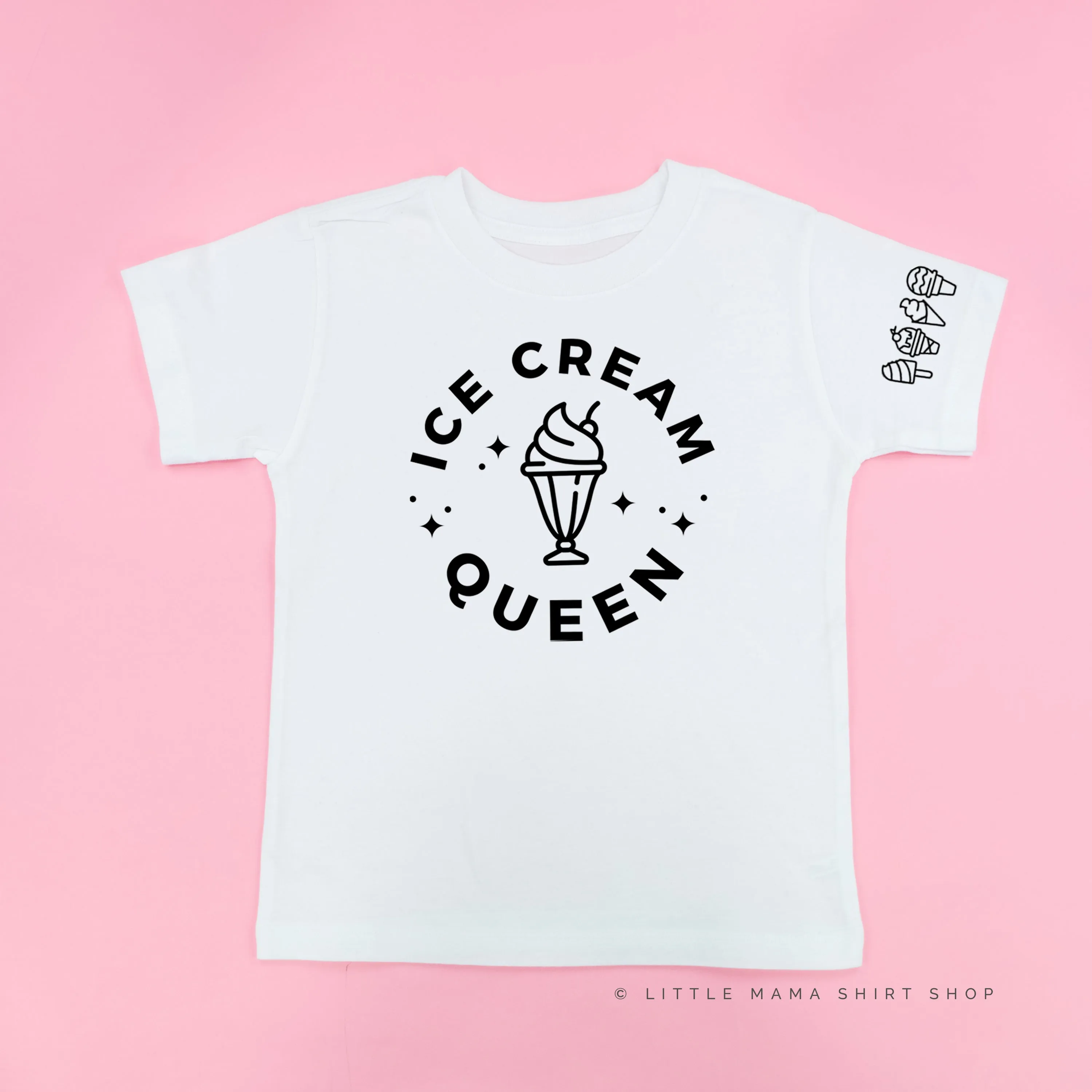 Ice Cream Queen - (Full Size) - Ice Cream Sleeve Detail - Short Sleeve Child Shirt