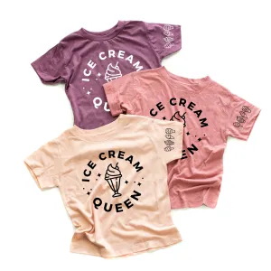 Ice Cream Queen - (Full Size) - Ice Cream Sleeve Detail - Short Sleeve Child Shirt