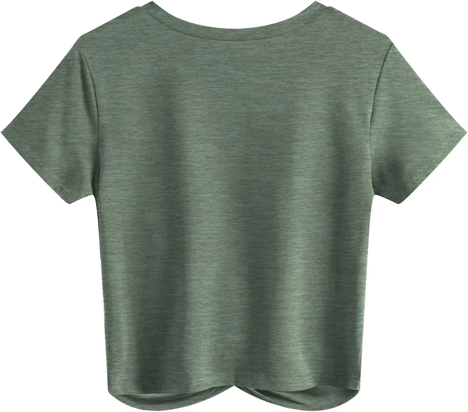 JINKESI Women's Summer Causal Short Sleeve Blouse Round Neck Crop Tops Twist Front Tee T-Shirt