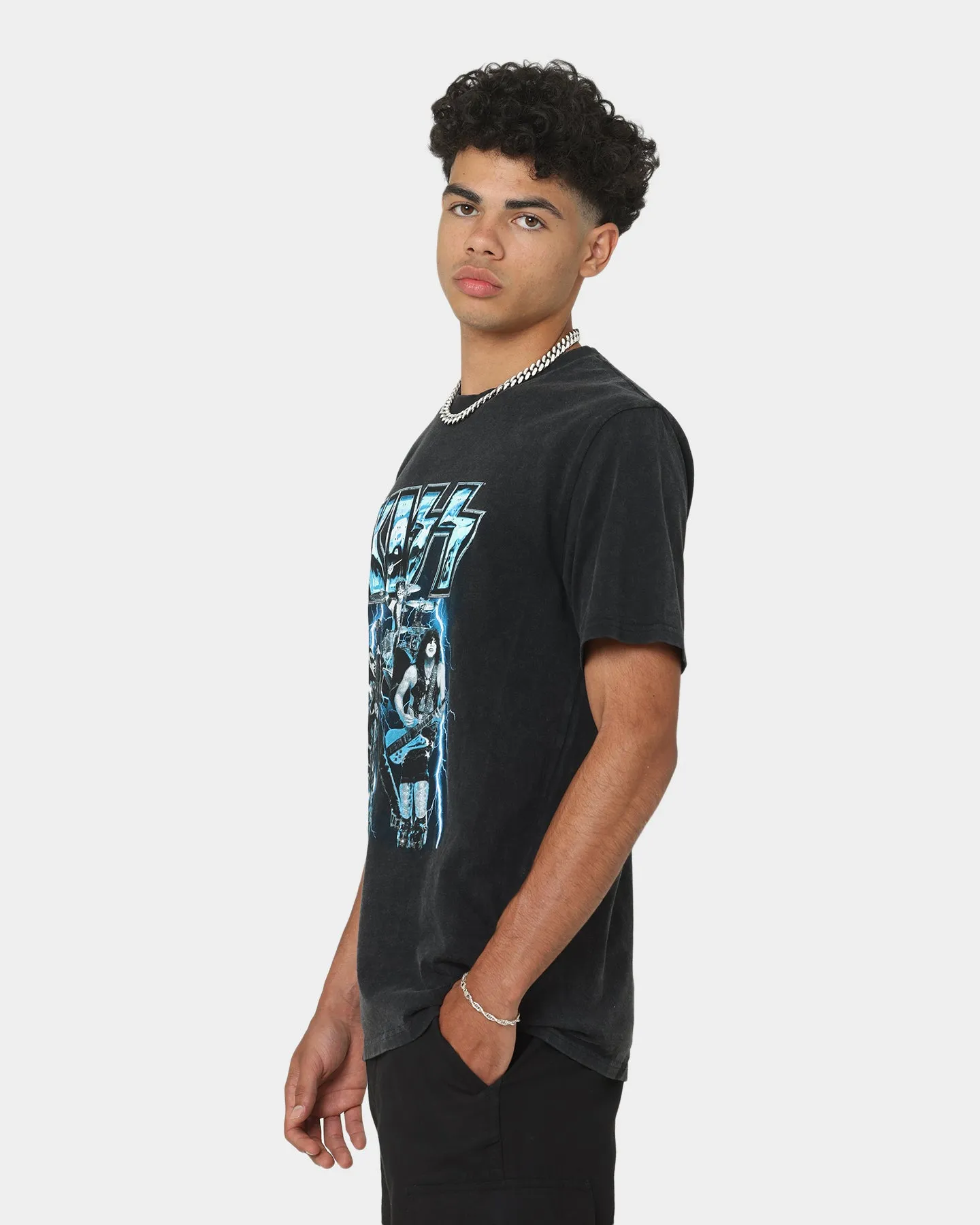 Kiss Lightning Bolt T-Shirt Black Wash