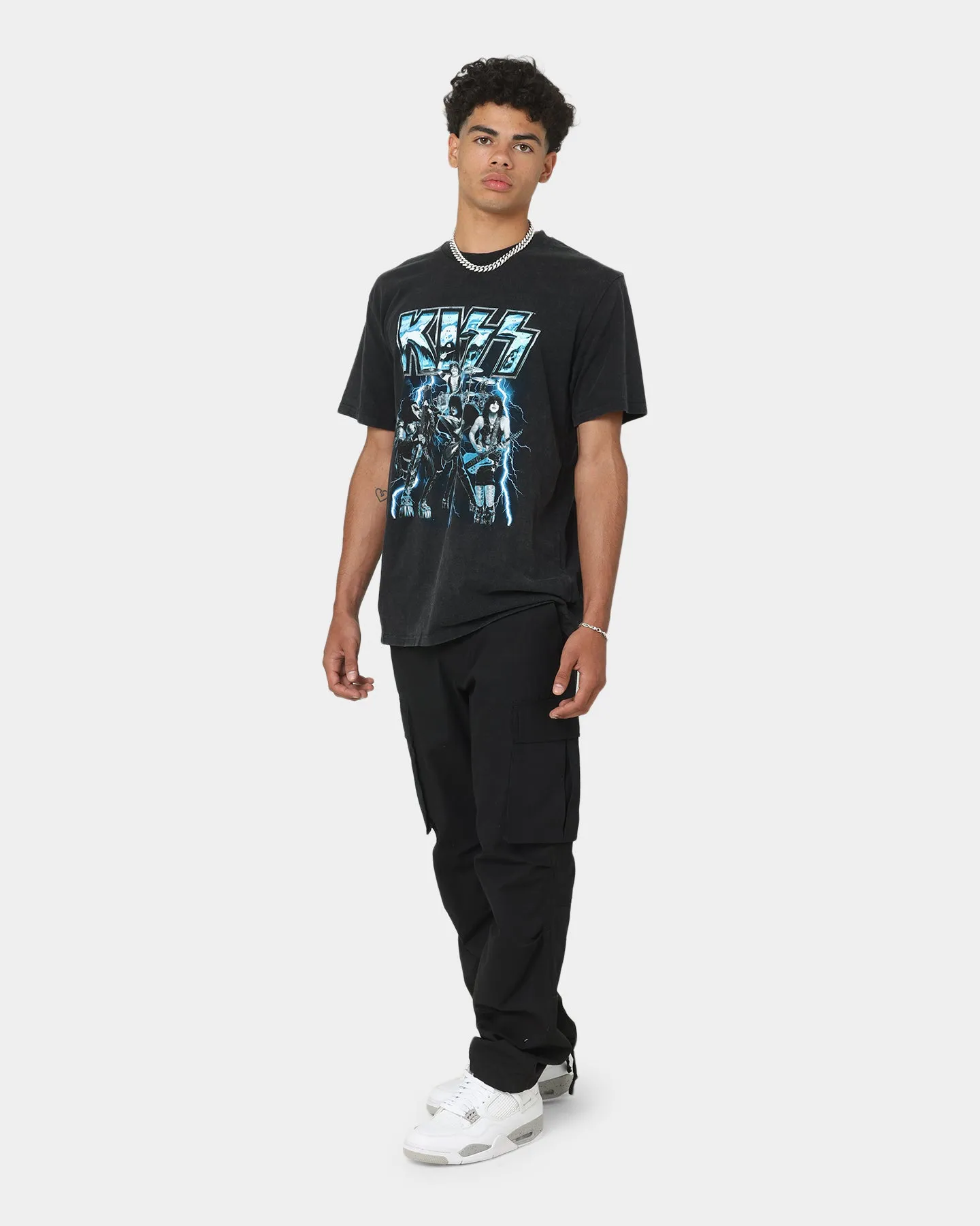 Kiss Lightning Bolt T-Shirt Black Wash