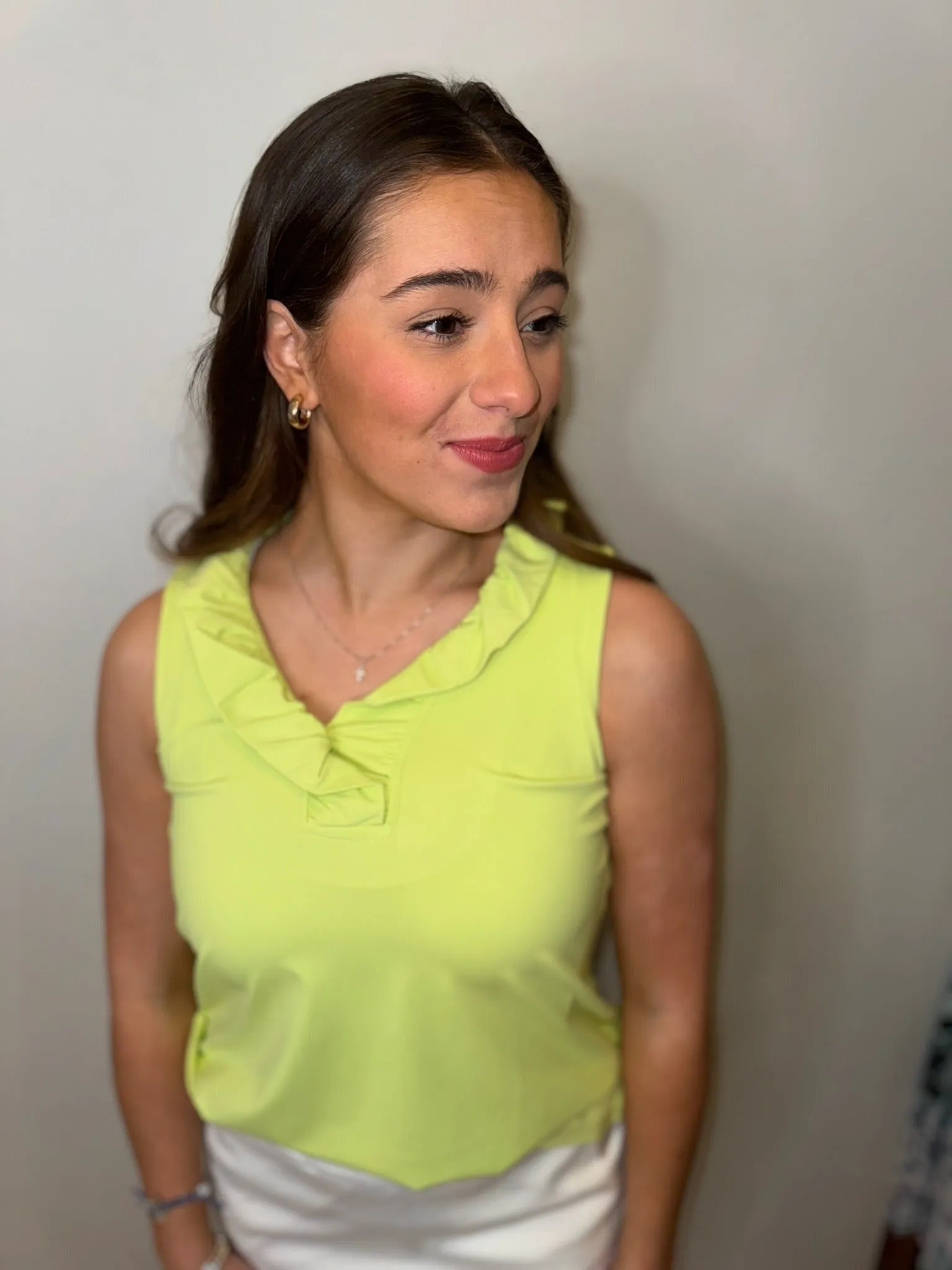 Lulu B Ruffle V Neck Tank [Key Lime-SPX0753S]
