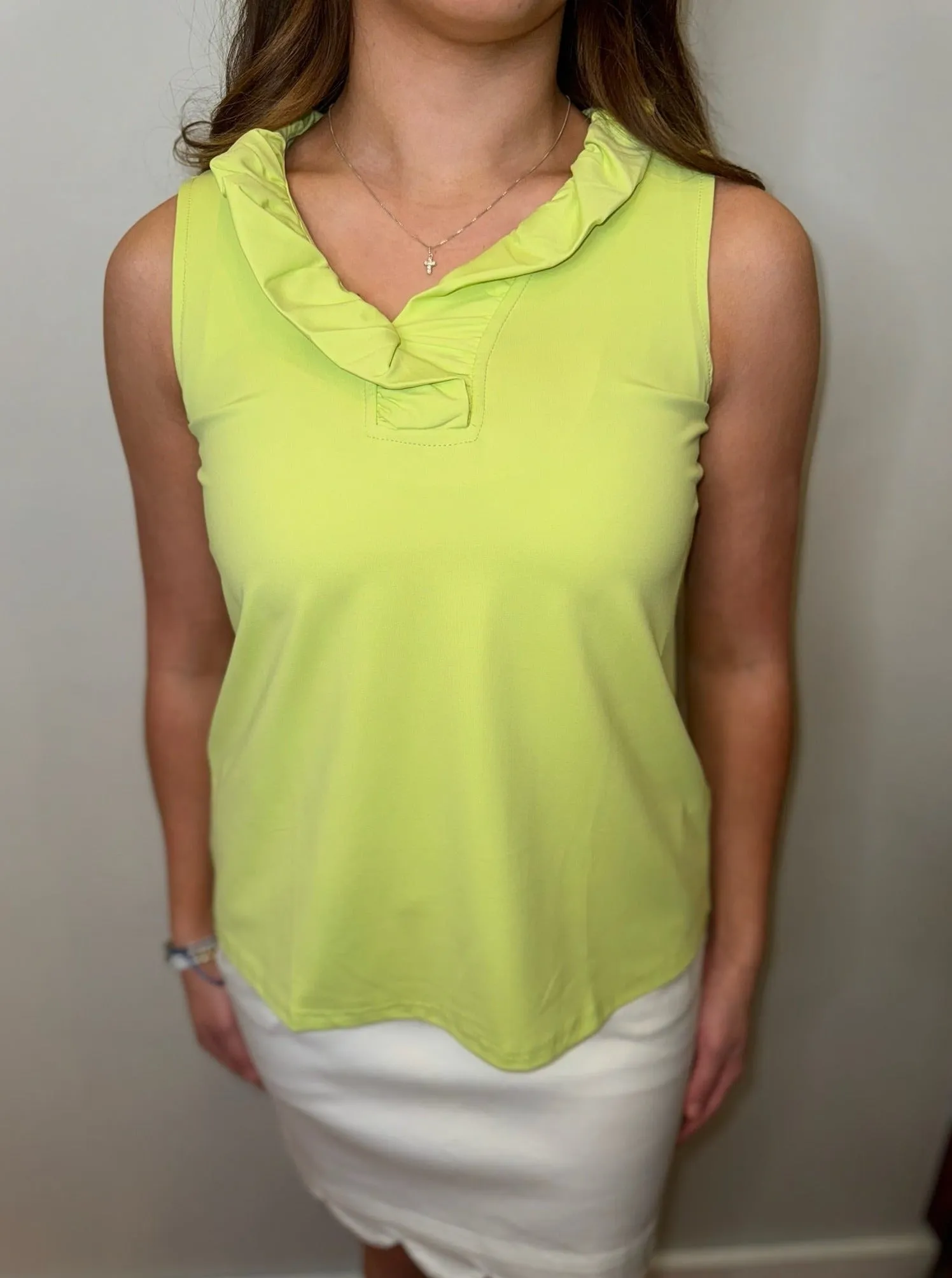 Lulu B Ruffle V Neck Tank [Key Lime-SPX0753S]