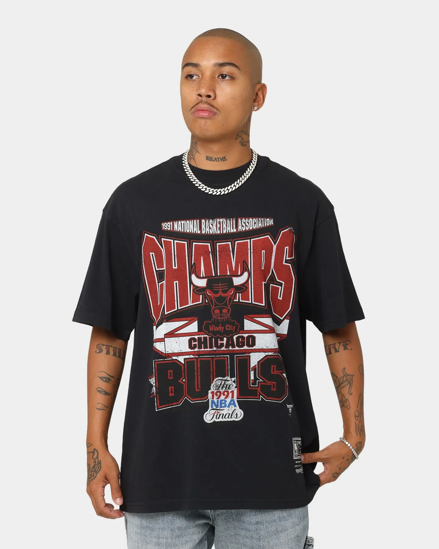 Mitchell & Ness Chicago Bulls Vintage Champs T-Shirt Faded Black
