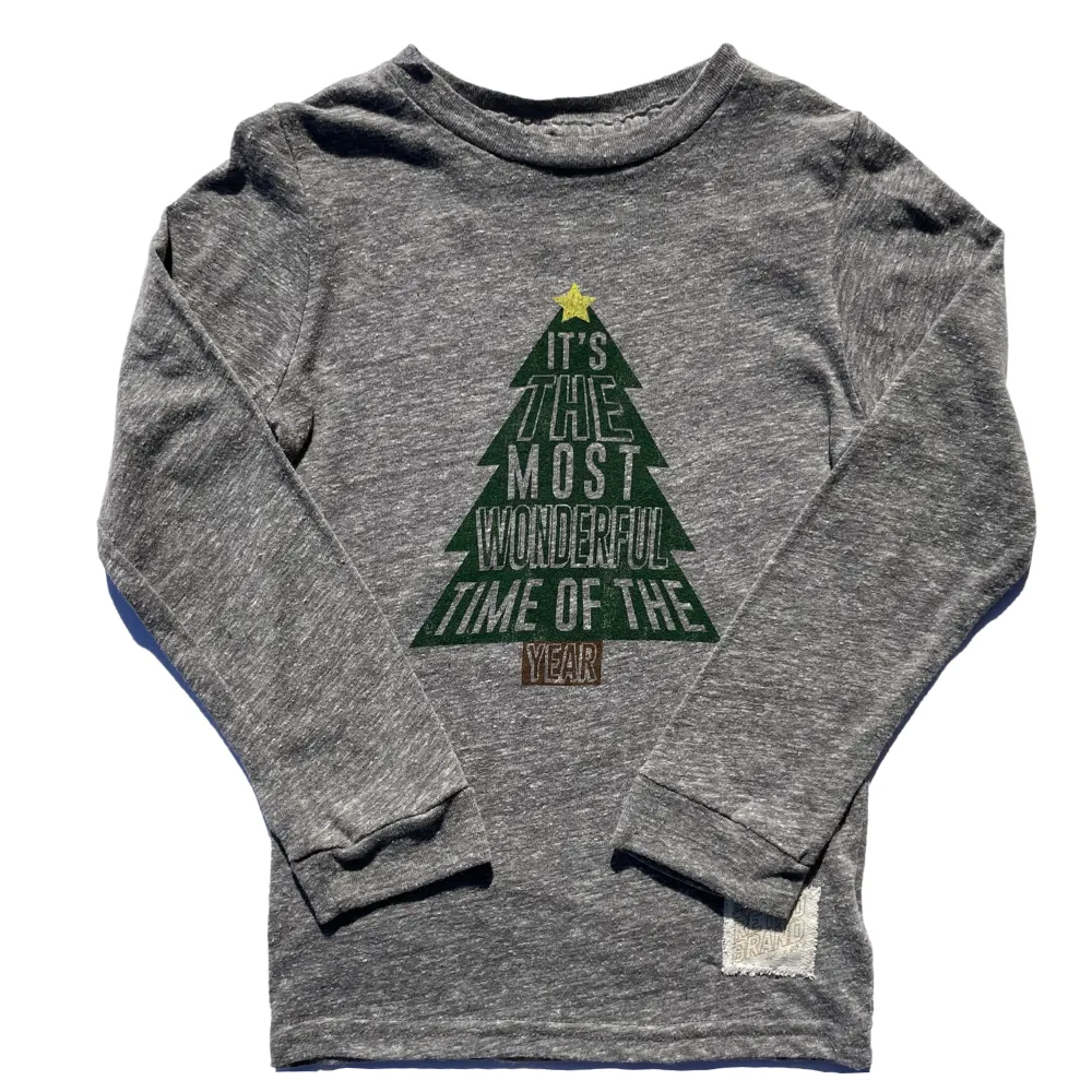Retro Brand - It's the Most Wonderful Time of the Year SLIM LS Tee in Heather Grey