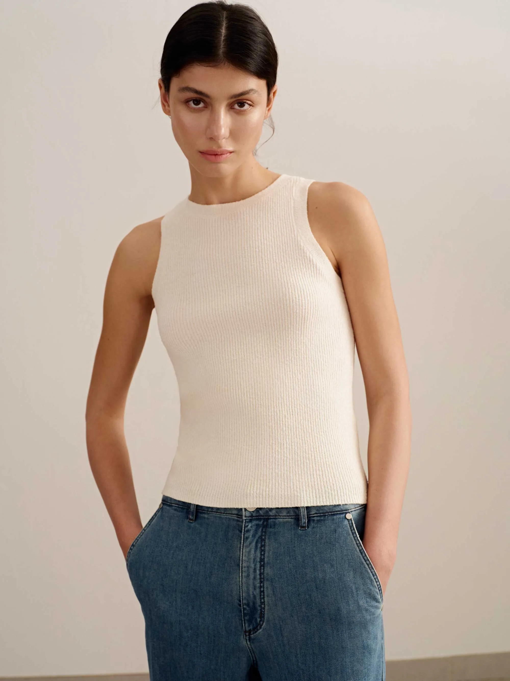 Ribbed Bouclé Tank
