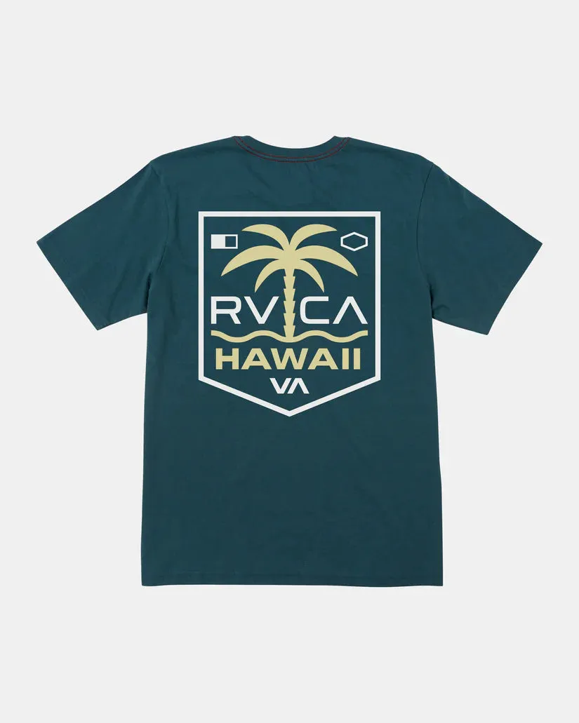 RVCA PALM SHIELD TEE - DUCK BLUE