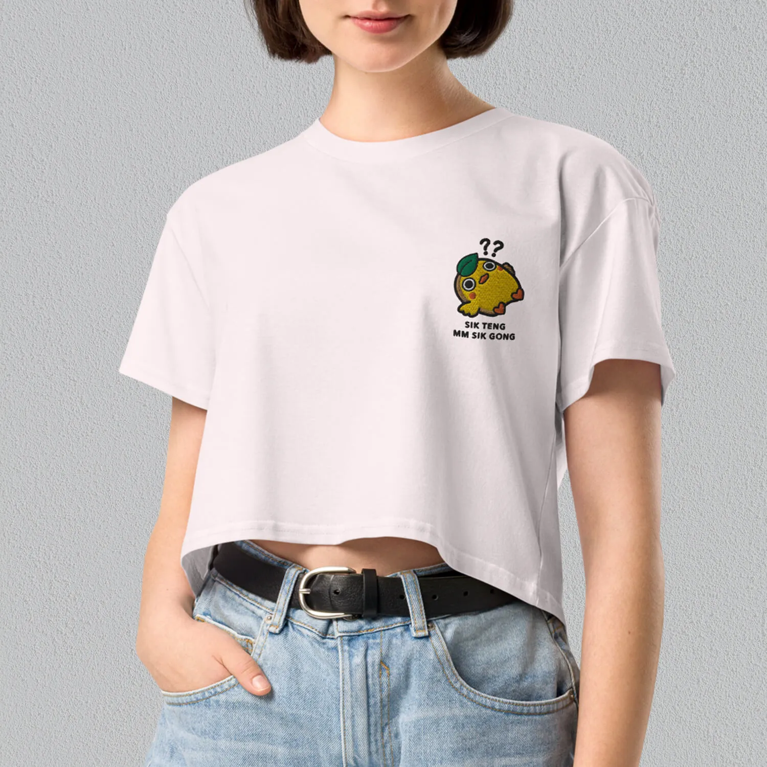 Sik Teng Mm Sik Gong Embroidered Crop T-Shirt